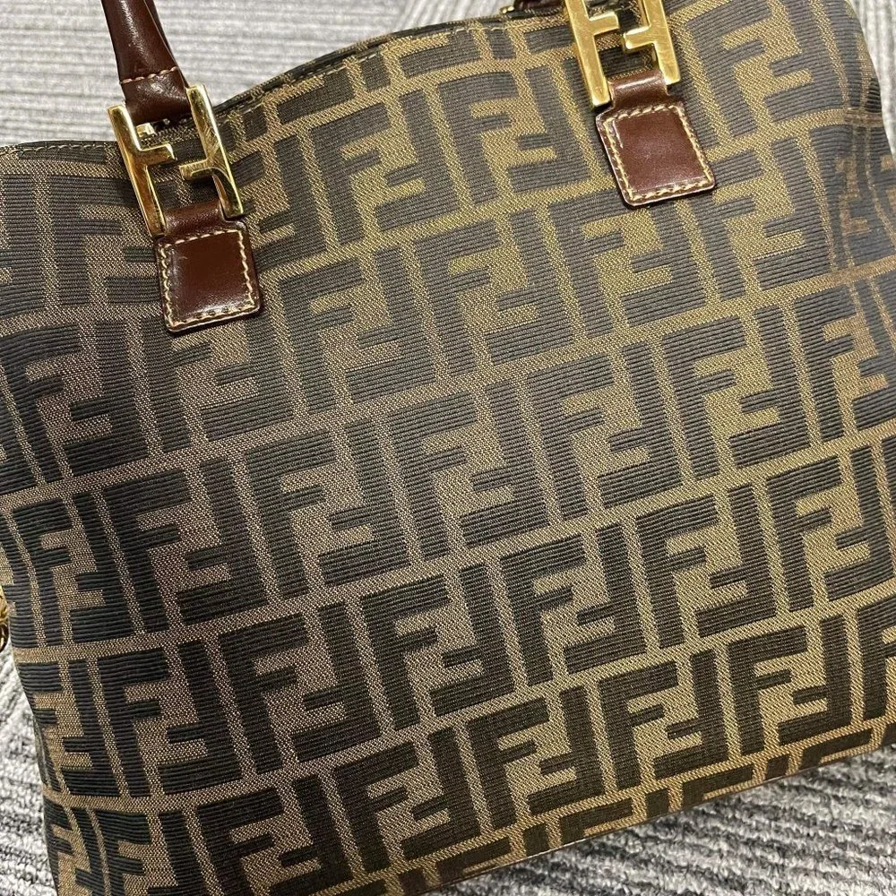 FENDI Zucca Canvas Hand Bag Brown - Picture 3 of 8